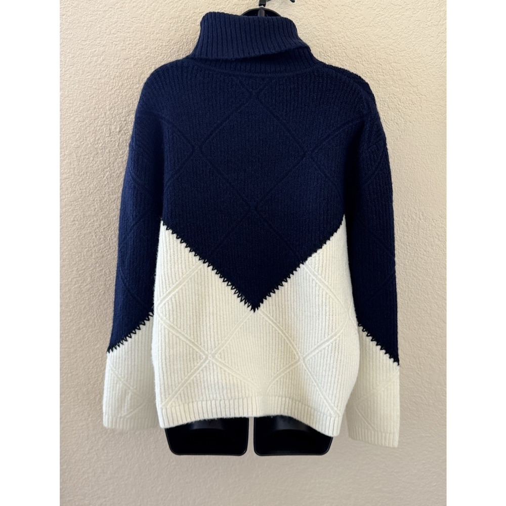 Tuckernuck Hyacinth House Sweater Navy White Diamond Demi Turtleneck Small - Picture 4 of 10